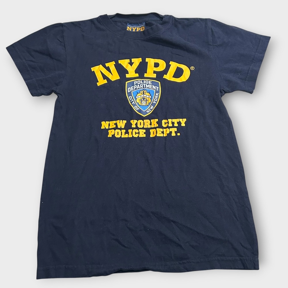 NYPD New York City Police Dept Graphic T-Shirt Navy Blue Small Top of the Rock